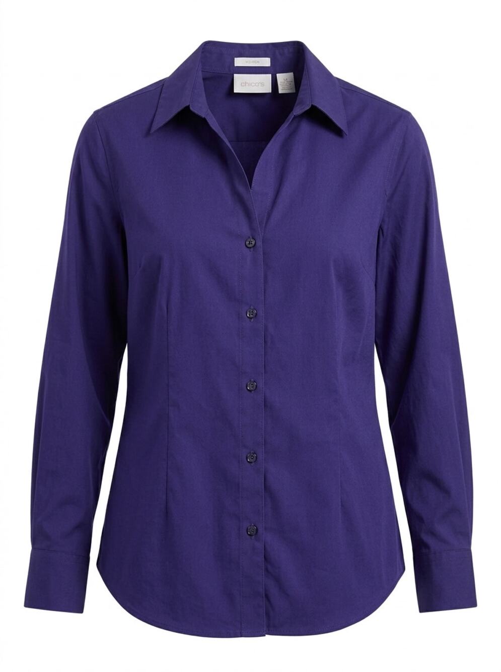 Chico's Purple No-Iron Long Sleeve Button-Up Shirt Women Size 2